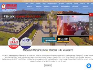 Merit-Based international awards at Maharishi Markandeshwar University in India, 2020 for PhD, Master, Bachelor